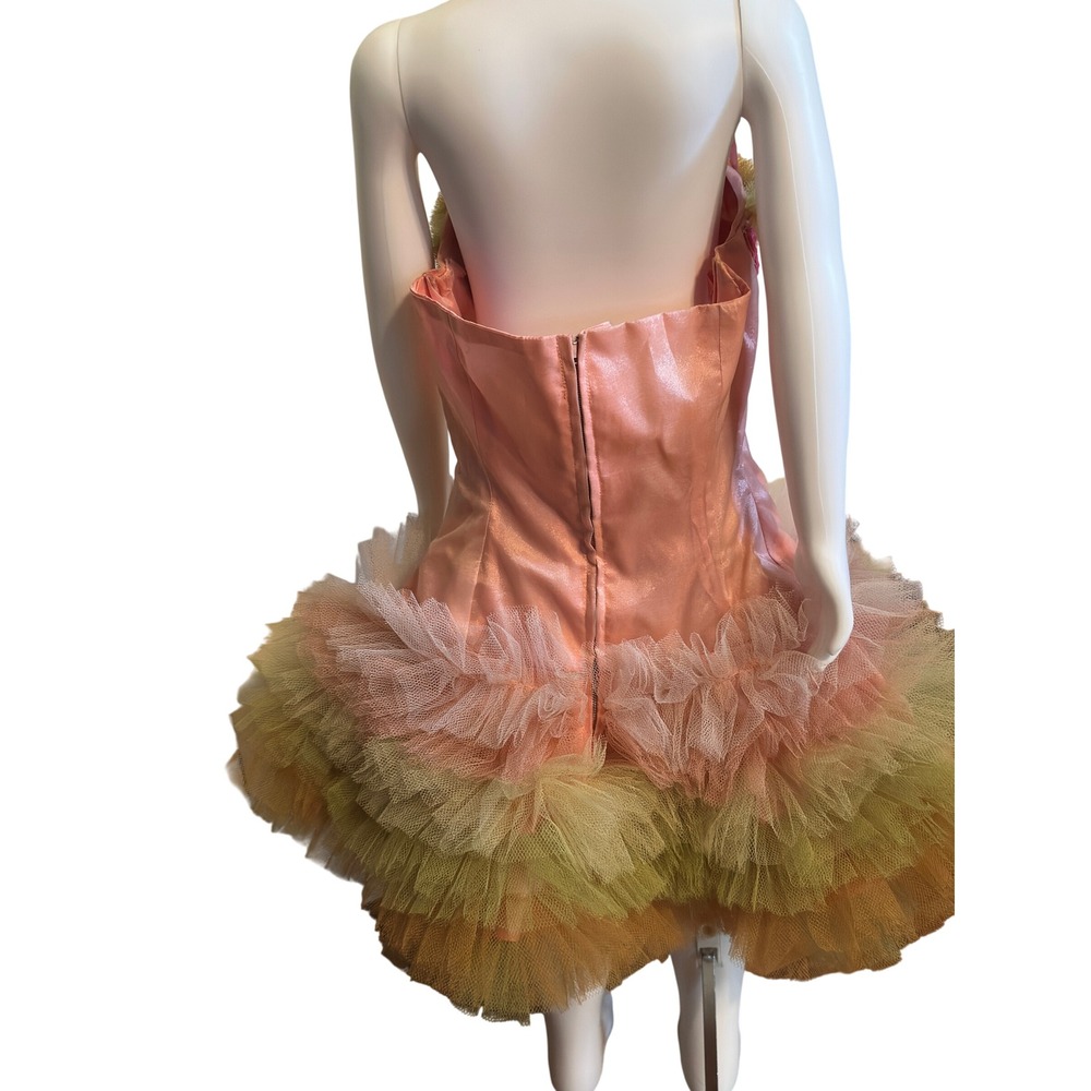 Vintage 1950s Girls Dance Costume Pink Satin Tulle Tutu & Headpiece 3 pc Set JS - Picture 12 of 16